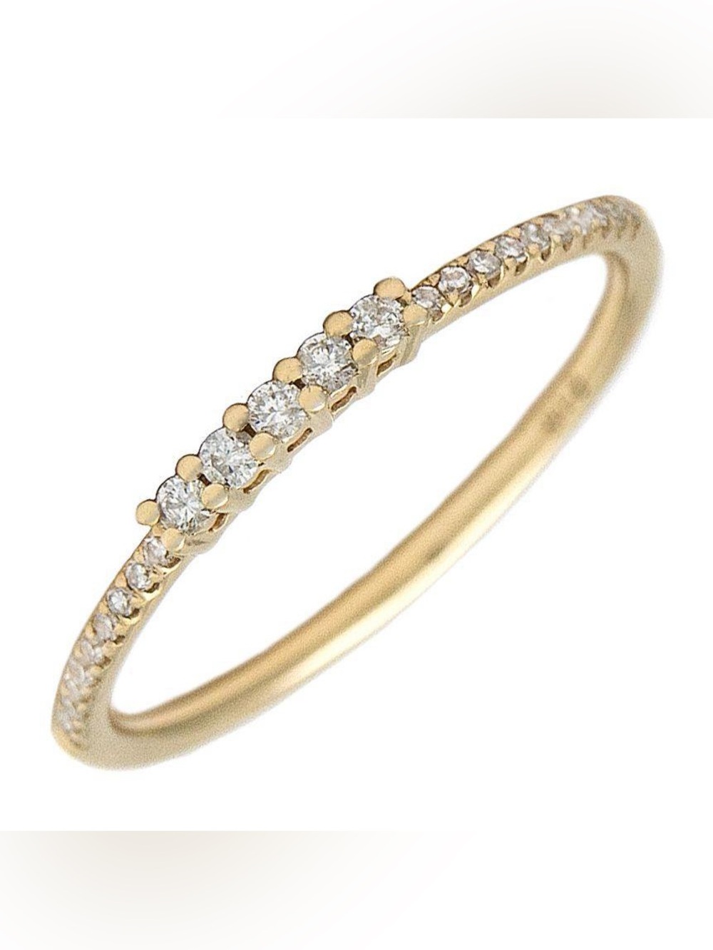 14K Real Solid Yellow Gold Natural Thin Diamond Stackable Band Ring 1.8mm